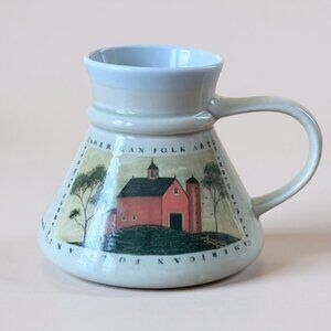 Vintage Otagiri Warren Kimble No Spill Non Slip Travel Mug Ceramic Folk Art Boat